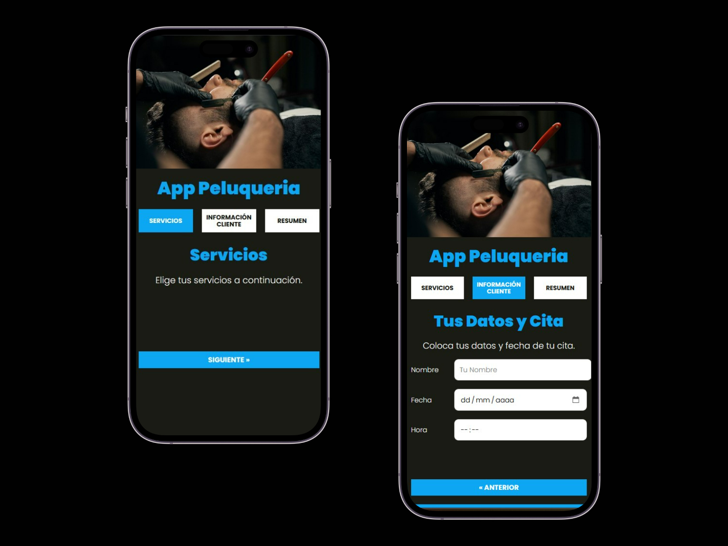 Preview del proyecto App Peluqueria